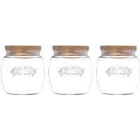 Kilner Set of 3 Universal Jars with Wooden Lids, 0.85L