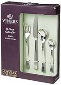 Viners Grace 16-Piece 18.10 Stainless Steel Cutlery Set in Gift Box, Silver, 7.3 x 24.5 x 31.5 cm