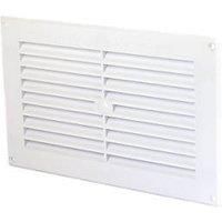 White Plastic Fixed Louvre Air Vent Cover with Fly screen, 9" x 6" 229mm x 152mm