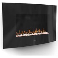 Dimplex Artesia ART20 Curved Wall Fire, Black Wall Mounted Contemporary Electric Fireplace, Adjustable 2kW Heater with Glass Front, Multicoloured LED Optiflame Lights, Mood Lights & Remote Control