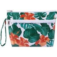 Tropical Leaf Wash Bag White, Green and Red