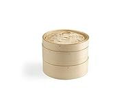 Ken Hom Excellence 2-Tier Bamboo Steamer, Cream, 20 cm