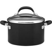 Circulon Professional Small Stock Pot with Lid 20 cm, Induction Cooking Pots with Stainless Steel Base, Dishwasher Safe Cookware, Black