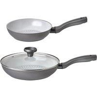 Prestige, Earth Pan,2 x Induction Frying Pans with 1 x toughened glass lid,Toxin Free Ceramic Non Stick, Recycled and Recyclable Cookware,Dishwasher Safe, Easy Grip Handles, 5 Year Gtee, Made in italy