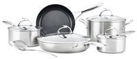 Circulon SteelShield S-Series Stainless Steel - Induction 5 piece Cookware Set With Bonus Utensil - Non stick - Dishwasher Safe - Stay Cool Handles and glass lids
