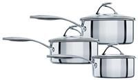 Circulon SteelShield S-Series Stainless Steel - Induction 3 Piece Saucepan Set- 16/18/20cm - Non stick - Dishwasher Safe - Stay Cool Handles and glass lids - Lifetime Guarantee