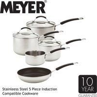 Meyer - Induction - 5-Piece Stainless Steel Cookware Set - Oven and Dishwasher Safe - 10-Year Guarantee