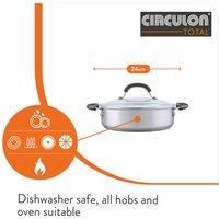 Circulon Total Non Stick Saute Pan with Lid 30cm - Induction Suitable Stainless Steel Saute Pan with Toughened Glass Lid, Durable Oven & Dishwasher Safe Cookware
