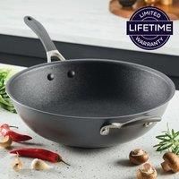 Circulon Scratch Defense Wok Non Stick 34 cm - Induction Wok with Extreme Non Stick, Dishwasher & Oven Safe Cookware, Graphite Pewter Finish, Grey