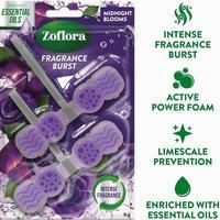 Zoflora Midnight Blooms Rim Blocks, 2 x 131g Pack, Continuous Freshness & Odour Control, Long-Lasting Scent, Kills 99.9% of Bacteria