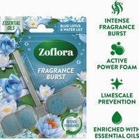 Zoflora Rim Blocks Blue Lotus & Water Lily, 1 x 72g, Continuous Freshness & Odour Control, Long-Lasting Fragrance, Kills 99.9% of Bacteria