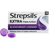 Strepsils Extra Triple Action Blackcurrant Lozenges x 16 for Sore Throat
