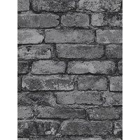 New Fine Decor Distinctive Natural Rustic Brick Wallpaper Charcoal/Black FD31284