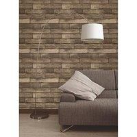 BROWN WOODEN PLANK EFFECT WALLPAPER - FINE DECOR FD31289 FEATURE WALL - NEW