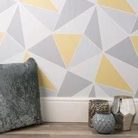 Triangle Geometric Wallpaper Apex Modern Futuristic Rose Gold Blue Black Yellow