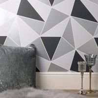 Triangle Geometric Wallpaper Apex Modern Futuristic Rose Gold Blue Black Yellow