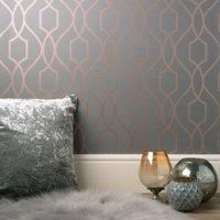 Fine Décor FD41998 UK Apex Trellis Sidewall Wallpaper, Copper/Charcoal