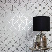 Fine Décor FD42489 Silver Platinum Geo Trellis
