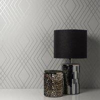 FINE DECOR SHARD TRELLIS SILVER GREY GEOMETRIC METALLIC WALLPAPER FD42603
