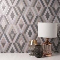 Fine Décor FD42607 Shard Geo Charcoal/Rose Wallpaper