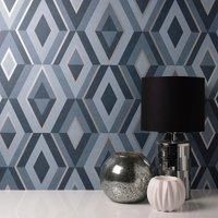 Fine Décor FD42608 Shard Geo Blue/Silver Wallpaper
