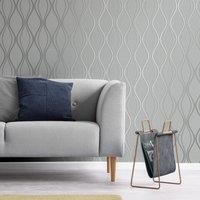 Vymura Foil Platinum Contour Wave Silver Wallpaper FD42800 - Vinyl Metallic Foil