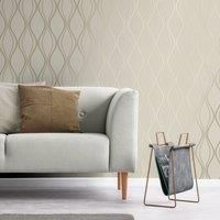 Vymura Foil Platinum Contour Wave Beige Wallpaper FD42802 - Vinyl Metallic Foil