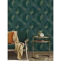 Fine Dcor Miami Tropical Geo Emerald/Gold
