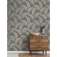 Fine Decor Cascade Leaf Grey Rosegold Wallpaer
