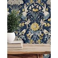 Fine Decor Rabbit Butterfly Luxury Woodland Paste The Paper Navy Wallpaper