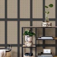 Cane Panel Black Wallpaper Black