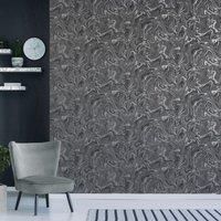 Fine Decor Marble Charcoal Grey Wallpaper FD43057 - Metallic Flowing Liquid