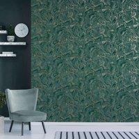Fine Decor Marble Emerald Green Wallpaper FD43058 - Metallic Flowing Liquid