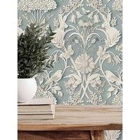 Fine Decor Woodland 3D Effect Blue Wallpaper Wild Flowers-Birds-Rabbit FD43605