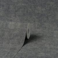 Fine Decor Milano 9 Texture Charcoal Wallpaper M95615 - Plain Hessian Effect