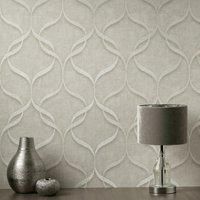 Fine Decor Milano 9 Wave Stone Wallpaper M95618 - Geometric Hessian Effect