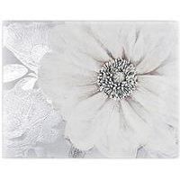 Art For The Home Grey Silver Metallic Bloom Floral Printed Canvas Wall Art 41-712