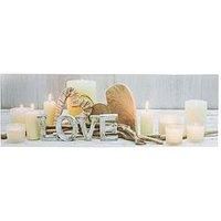 Art For The Home Love Led Light Up Printed Canvas Wall Art, Neutral, Height: 30cm x Width: 90cm