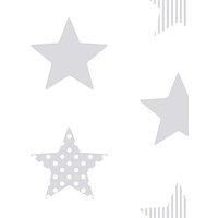Superfresco Easy Superstar Star Print White/Silver Wallpaper