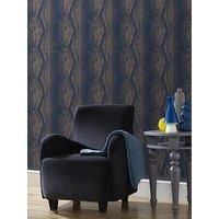 Boutique Blue Vermeil Stripe Trail Metallic Wallpaper
