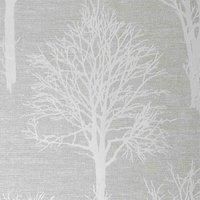 Graham & Brown Landscape Taupe Wallpaper 106664 - Trees Vinyl Texture Metallic