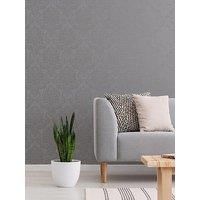 Boutique Dove Grey Vogue Textured Damask Wallpaper