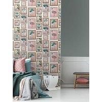 Fresco Tropical Frame Multi Colour Floral Wallpaper