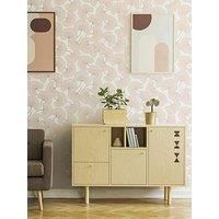Graham & Brown Pink Leaves Metallic Effect Smooth Wallpaper