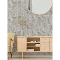 Graham & Brown Grey & yellow Floral Textured Wallpaper