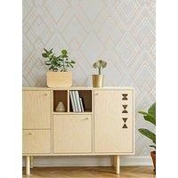Sublime Grey/Rose Gold Ritz Geometric Metallic Wallpaper
