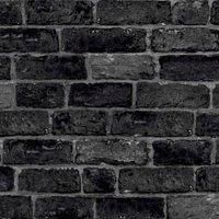 Fresco House Brick Charcoal Wallpaper Sample
