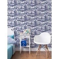 Graham & Brown Fresco City Scene Indigo, Blue