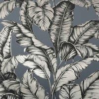 Graham & Brown Boutique Petrol blue Leaves Gold effect Textured Wallpaper