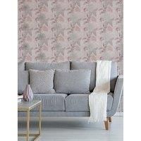 Graham & Brown Boutique Pink Zara Metallic effect Textured Wallpaper